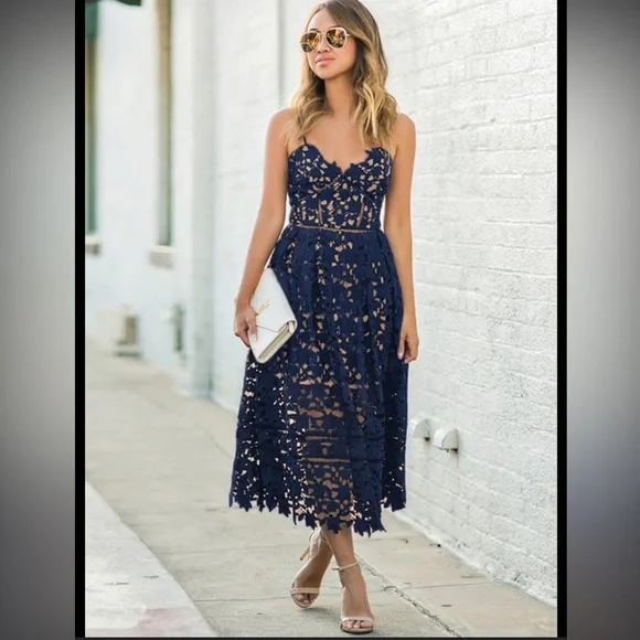 chinese dress ladies Navy Lace Off Shoulder Short Dress main image 1